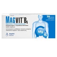Magvit B6 (48mg+5mg), lek z magnezem i witaminą B6, 70 tabletek dojelitowych