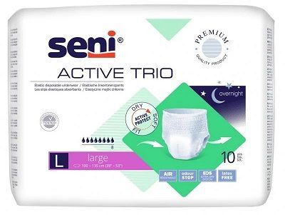 Majtki chłonne Seni Active Trio, rozmiar L, chłonność 8, 10 sztuk