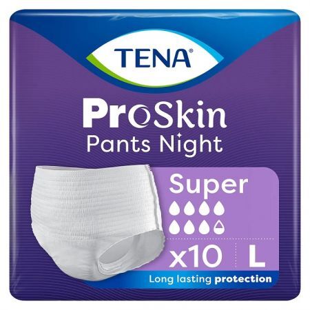 Majtki chłonne Tena Pants ProSkin Night Super, rozmiar L, chłonność 7,5/8, 10 sztuk