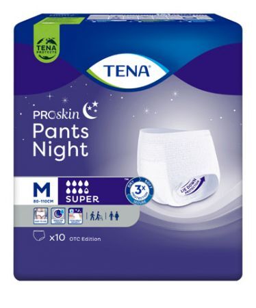 Majtki chłonne Tena Pants ProSkin Night Super, rozmiar M, chłonność 7,5/8, 10 sztuk