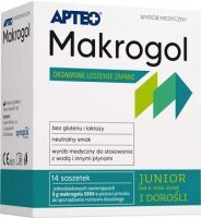Makrogol Junior i Dorośli, Apteo, proszek, po 6 miesiącu życia, 14 saszetek