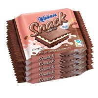 Manner Snack Minis, wafelki z nadzieniem mleczno-kakaowym, 5x25g