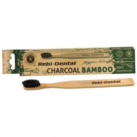 Mattes Rebi-Dental Charcoal Bamboo, szczoteczka do zębów, soft, z ekologicznie czystego bambusa, 1 sztuka