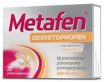 Metafen Dexketoprofen 25mg, 20 tabletek