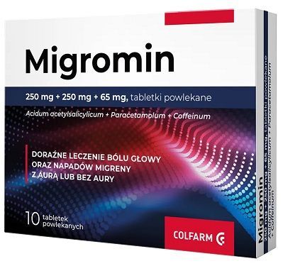 Migromin (250mg+250mg+65mg), 10 tabletek