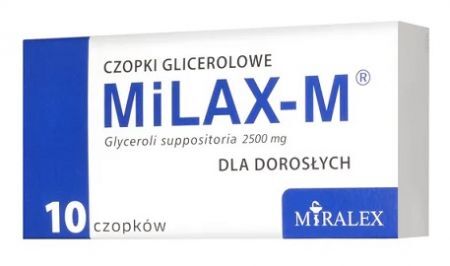 MiLAX-M, czopki glicerolowe dla dorosłych, 10 sztuk