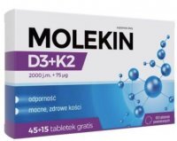 Molekin D3 2000 j.m. + K2 MK-7 75mcg, 45 tabletek + 15 tabletek w prezencie