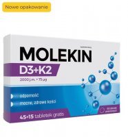 Molekin D3 2000j.m. + K2 MK-7 75mcg, 45 tabletek + 15 tabletek w prezencie