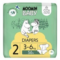 Moomin Baby, pieluchy, rozmiar 2, waga 3-6 kg, 56 sztuk