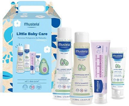 Mustela, Little Baby Care, szampon, 200ml + żel do mycia, 200ml + krem do przewijania, 50ml + krem do twarzy, 40ml