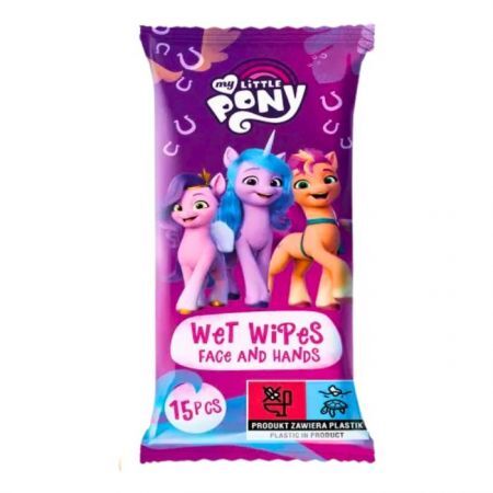 My Little Pony, chusteczki nawilżone do twarzy i rąk, dla dzieci, 15 sztuk
