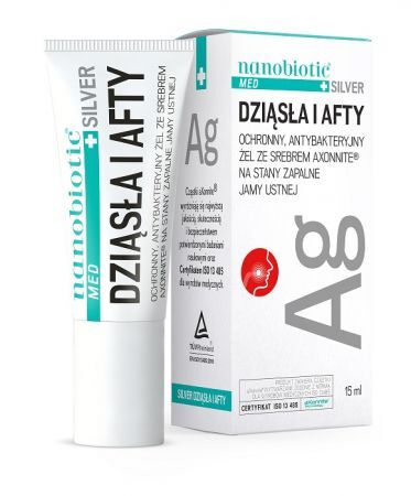 Nanobiotic Med Plus Silver, dziąsła i afty, żel ze srebrem na stany zapalne jamy ustnej, 15ml