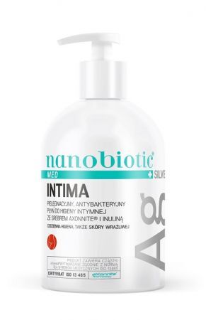 Nanobiotic Med Plus Silver, Intima, antybakteryjny płyn do higieny intymnej ze srebrem i inuliną, 500ml