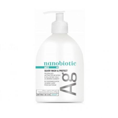 Nanobiotic Med Plus Silver Wash & Protect, mydło w żelu do rąk i ciała ze srebrem, 500ml