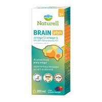 Naturell, Brain, Omega-3 i Omega-6, dla dorosłych i dzieci po 3 roku życia, płyn, smak owoców leśnych, 200ml
