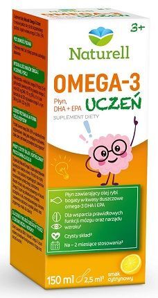 Naturell, Omega-3 Uczeń, płyn, smak cytrynowy, po 3 roku życia, 150ml