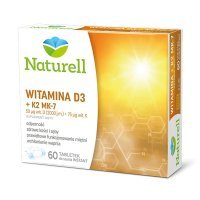 Naturell, Witamina D3 (2000j.m.) + K2 MK-7 (75mcg), 60 tabletek do ssania