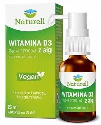Naturell, Witamina D3 z alg 1000 j.m., krople doustne, 15ml