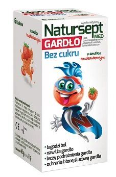 Natursept Med Gardło, lizaki bez cukru, smak truskawkowy, po 3 roku życia, 6 sztuk