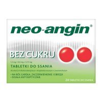 Neo-Angin bez cukru (1,2mg+0,6mg+5,72mg), 24 tabletki do ssania