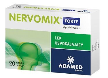 Nervomix Forte (210mg+52,5mg+52,5mg+35mg), lek uspokajający, 20 kapsułek