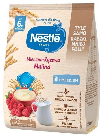 Nestle, kaszka mleczno-ryżowa, malina, po 6 miesiącu, 230g