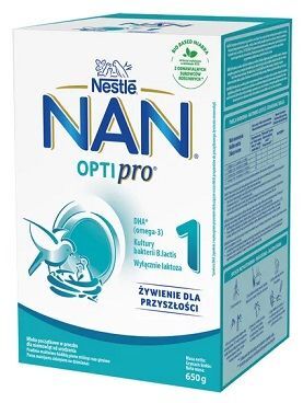 Nestle Nan Optipro 1, mleko początkowe, dla niemowląt od urodzenia, 650g