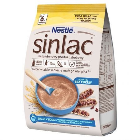 Nestle Sinlac, bezglutenowy produkt zbożowy, bez cukru, po 6 miesiącu życia, 300g