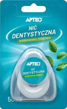 Nić dentystyczna, Apteo, woskowana, miętowa, 50m