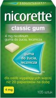 Nicorette Classic Gum 4mg, guma do żucia, 105 sztuk