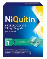 NiQuitin Przezroczysty 21mg/24h (114mg), system transdermalny 1 stopień, 7 plastrów
