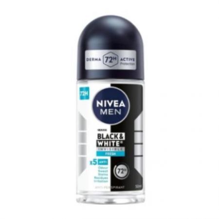 Nivea Men, Black & White Invisible Fresh, antyperspirant dla mężczyzn roll-on, 50ml