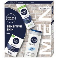 Nivea Men Sensitive Skin, pianka do golenia, 200ml + balsam po goleniu, 100ml + żel pod prysznic, 250ml