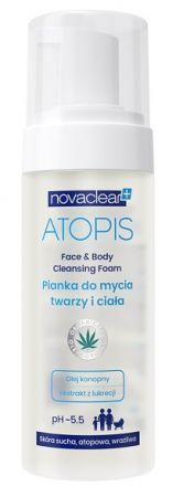 Novaclear Atopis, pianka do mycia twarzy i ciała, skóra sucha, atopowa i wrażliwa, 150ml