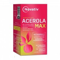 Novativ, Acerola Max, smak wiśniowy, 60 tabletek do ssania