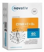 Novativ, Cynk + C + D3 Immuno, 60 kapsułek