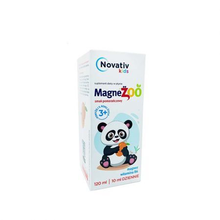 Novativ Kids, Magnezoo, smak pomarańczowy, płyn, po 3 roku życia, 120ml