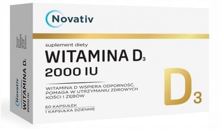 Novativ, Witamina D3 2000 IU, 60 kapsułek