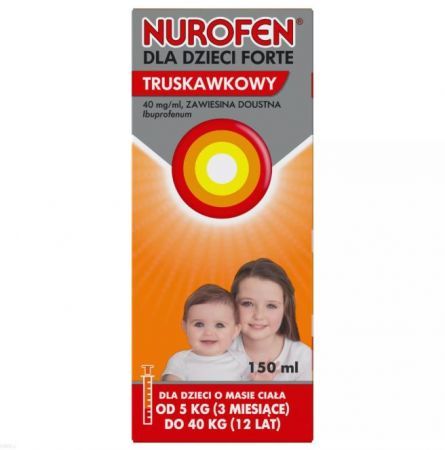 Nurofen dla dzieci Forte 40mg/ml, zawiesina doustna, smak truskawkowy, po 3 miesiącu życia, 150ml