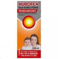 Nurofen dla dzieci Forte 40mg/ml, zawiesina doustna, smak truskawkowy, po 3 miesiącu życia, 150ml