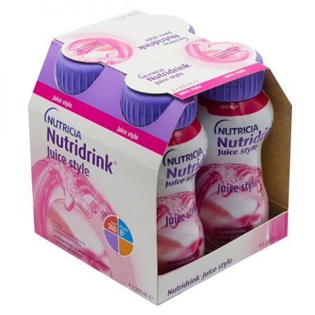 Nutridrink Juice Style, produkt odżywczy wysokoenergetyczny, smak truskawkowy, płyn, 4x200ml