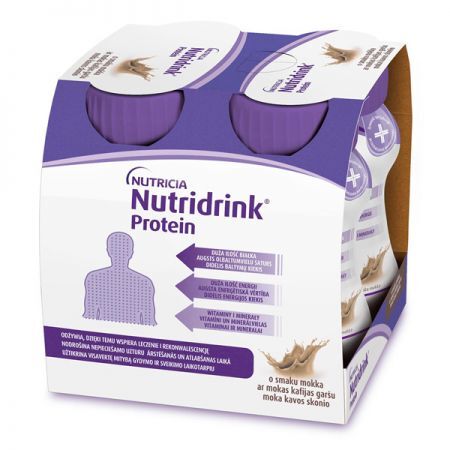 Nutridrink Protein, produkt odżywczy wysokobiałkowy, smak mokka, płyn, 4x125ml