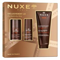 Nuxe Men, wielofunkcyjny żel nawilżający do twarzy, 50ml + dezodorant 24h, roll-on, 50ml + wielofunkcyjny żel pod prysznic, 200ml
