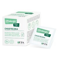 Oftalergin Clean, chusteczki do ochrony i higieny powiek w przypadku objawów alergii, 20 sztuk