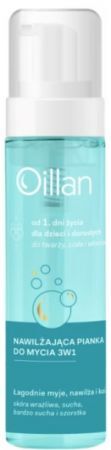 Oillan Avena Oil Active, nawilżająca pianka do mycia twarzy, ciała i włosów, dla dorosłych i dzieci od 1 dnia życia, 200ml
