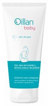 Oillan Baby, żel 3w1 do kąpieli, mycia ciała i włosów, od urodzenia, 200ml