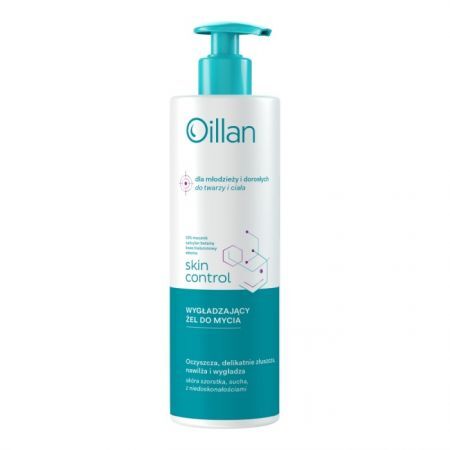 Oillan Skin Control, wygładzający żel do mycia ciała i twarzy, skóra szorstka, sucha, z niedoskonałościami, 400ml