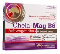 Olimp Labs, Chela-Mag B6, Ashwagandha + żeń-szeń, 30 kapsułek