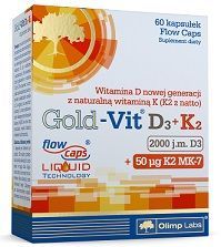 Olimp Labs, Gold-Vit D3 2000 j.m. + K2 MK-7 50mcg, 60 kapsułek