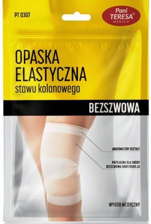 Opaska elastyczna stawu kolanowego, Pani Teresa, bezszwowa, rozmiar S, kolor czarny, 1 sztuka